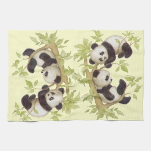 Pandas, der in einem Baum spielt Geschirrtuch (Horizontal)