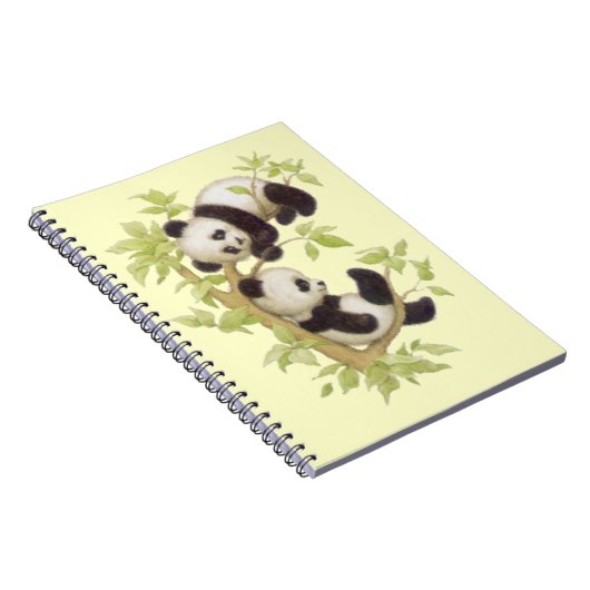 Pandas, der in einem Baum spielt Notizblock (Rechte Seite)