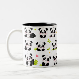 Pandas Design on Zweifarbige Tasse