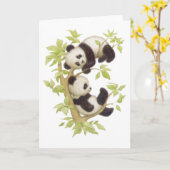 Pandas, die in einem Baum spielen Karte (Gelbe Blume)
