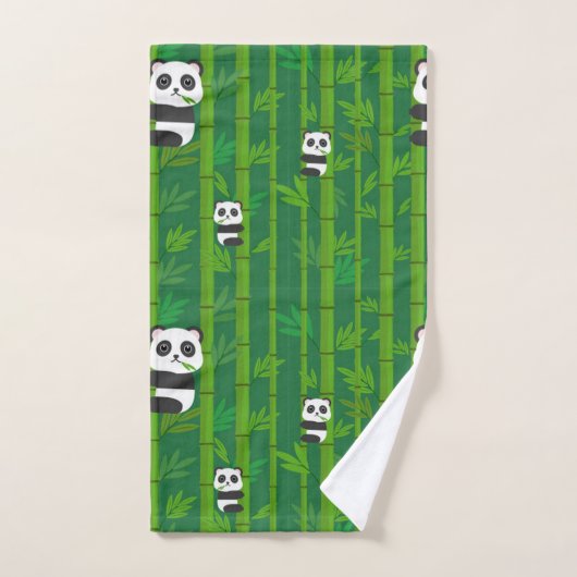 Pandas Eating Bamboo Badhandtuch Set (Handtuch)