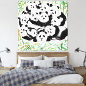 Pandas Family Canvas Print - Malerei Leinwanddruck (Insitu (Schlafzimmer))