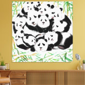 Pandas Family Canvas Print - Malerei Leinwanddruck (Insitu (Wohnzimmer))