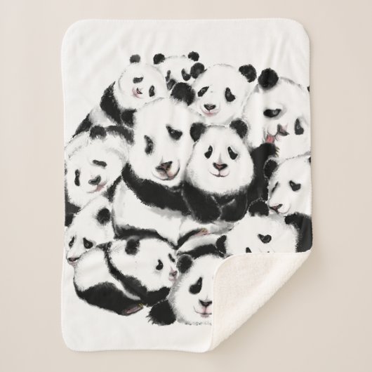 Pandas Family Sherpa Blanket Sherpadecke (Vorderseite)