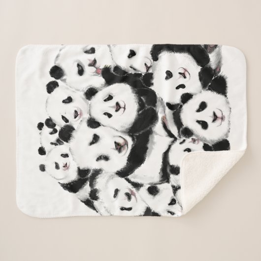 Pandas Family Sherpa Blanket Sherpadecke (Vorderseite (Horizontal))