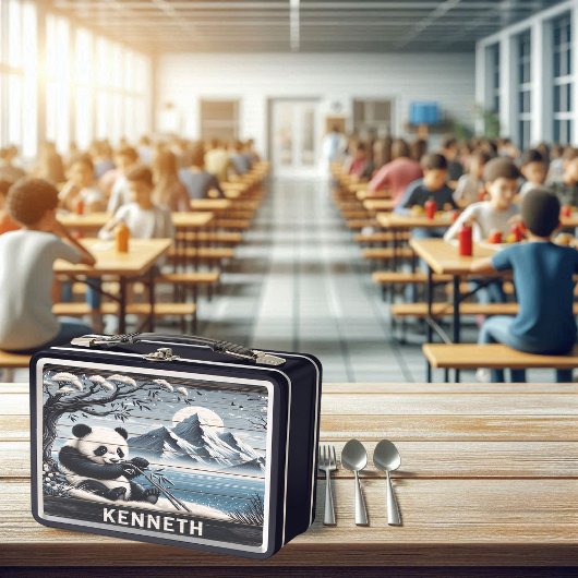 Panda's Forest Haven: Bamboo-Dulgence Metall Brotdose