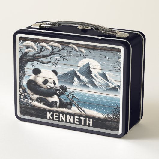 Panda's Forest Haven: Bamboo-Dulgence Metall Brotdose (Rückseite)