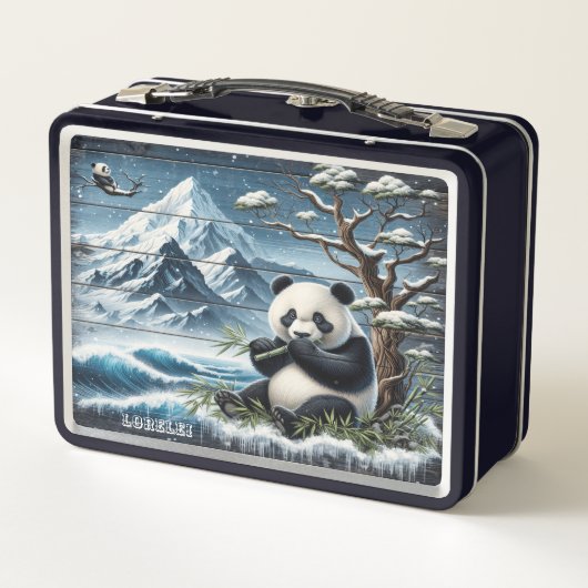 Panda's Forest Sanctuary: Bamboo-Ernährung Metall Brotdose (Rückseite)