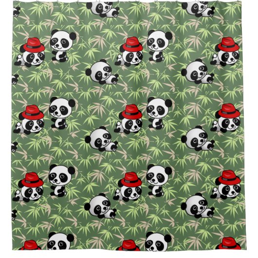 Pandas-Freunde Duschvorhang (Vorderseite)
