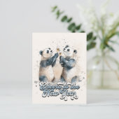 Pandas für das neue Jahr Postkarte (Stehend Vorderseite)