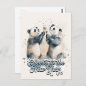 Pandas für das neue Jahr Postkarte (Vorne/Hinten)