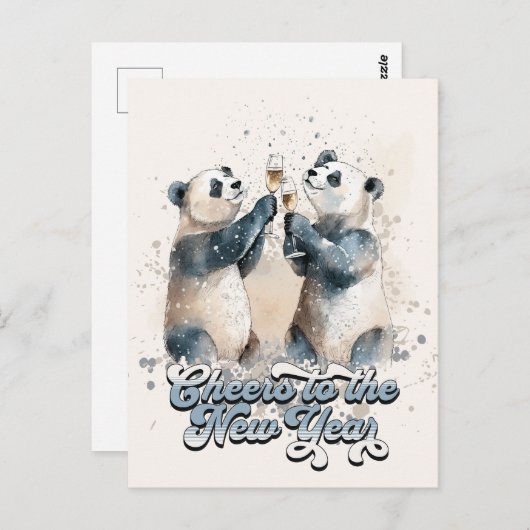 Pandas für das neue Jahr Postkarte (Vorne/Hinten)