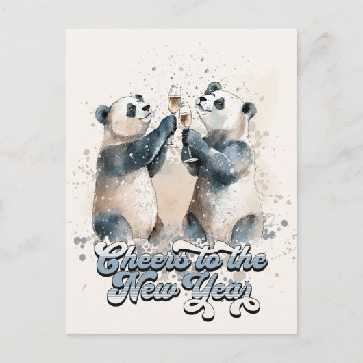 Pandas für das neue Jahr Postkarte (Vorderseite)