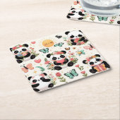 Pandas Garten der Liebe Papier Untersetzer (angewinkelt)