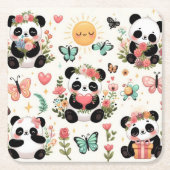 Pandas Garten der Liebe Papier Untersetzer (Vorderseite)