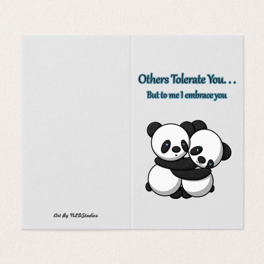 Pandas Hugging Card (Außenseite Aufgefaltet)
