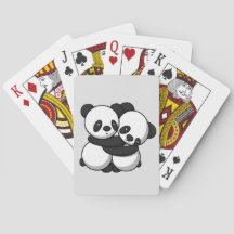Pandas Hugging Playing Cards