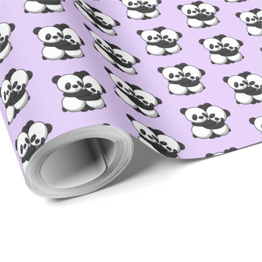 Pandas Hugging Wrapping Paper Geschenkpapier (Rolleneckpunkt)