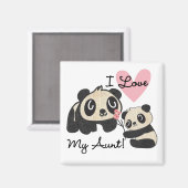 Pandas I Liebe Meine Tante Magnet (Vorderseite/Rückseite)