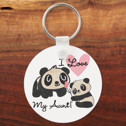 Pandas I Liebe Meine Tante Schlüsselanhänger (Vorderseite)
