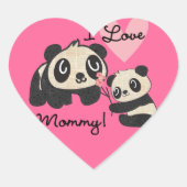 Pandas I Liebe Mommy Herz-Aufkleber (Vorderseite)