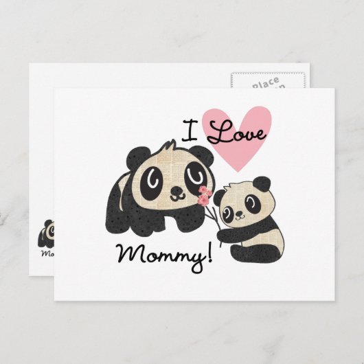 Pandas I Liebe Mommy Postkarte (Vorne/Hinten)