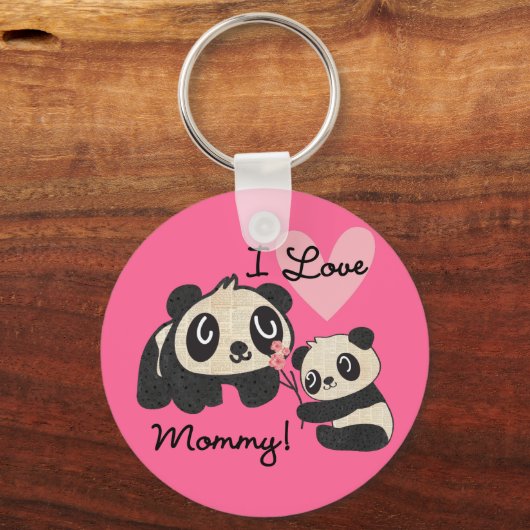 Pandas I Liebe Mommy Schlüsselanhänger (Vorderseite)