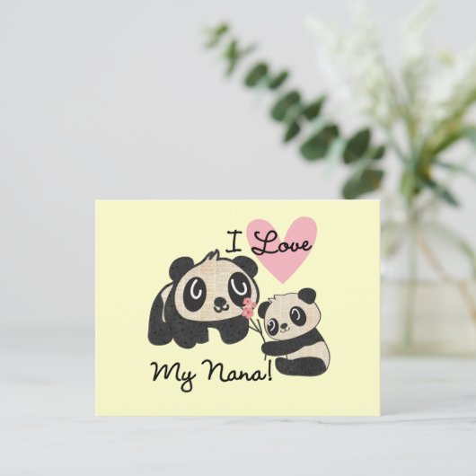 Pandas I Liebe My Nana Postkarte (Stehend Vorderseite)