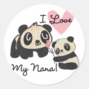 Pandas I Liebe My Nana Runder Aufkleber