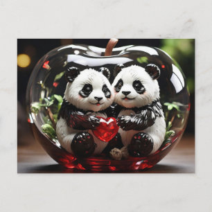 Pandas im Glasherz Feiertagspostkarte