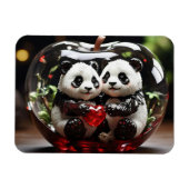 Pandas im Glasherz Magnet (Horizontal)