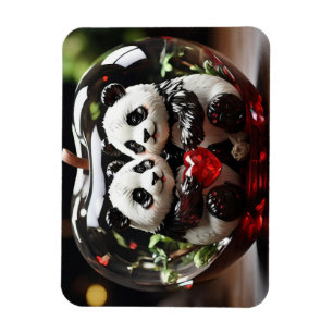 Pandas im Glasherz Magnet