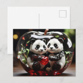 Pandas im Glasherz Postkarte (Vorne/Hinten)