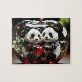 Pandas im Glasherz Puzzle (Horizontal)