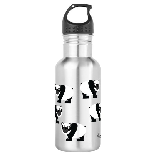 Pandas Kinder Wasserflasche mit dem Namen (Vorderseite)