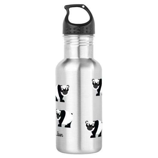 Pandas Kinder Wasserflasche mit dem Namen (Rückseite)