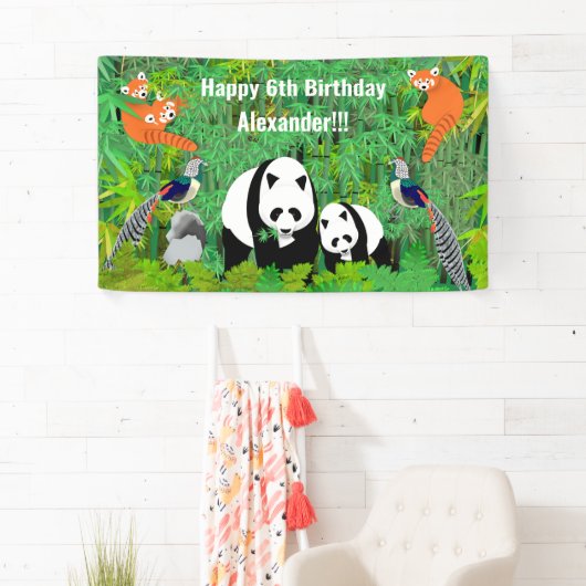 Pandas Lady Amherst's Fasants Red Pandas Bamboo Banner (Insitu)