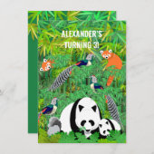 Pandas Lady Amherst's Fasants Red Pandas Bamboo Einladung (Vorne/Hinten)