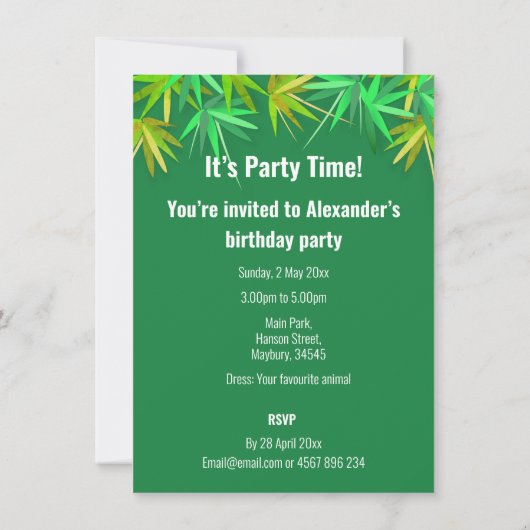 Pandas Lady Amherst's Fasants Red Pandas Bamboo Einladung (Rückseite)