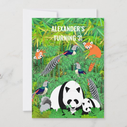 Pandas Lady Amherst's Fasants Red Pandas Bamboo Einladung (Vorderseite)