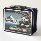 Panda's Mountain Perch: Bambus stellt sich zurück Metall Brotdose (Vorderseite)