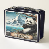 Panda's Mountain Vista: Bambus-Absetzung Metall Brotdose (Rückseite)