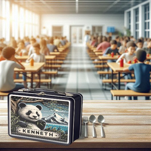 Panda's Mountain Vista: Bambus-Leckerei Metall Brotdose