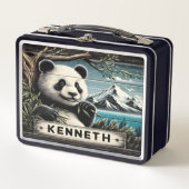 Panda's Mountain Vista: Bambus-Leckerei Metall Brotdose (Vorderseite)