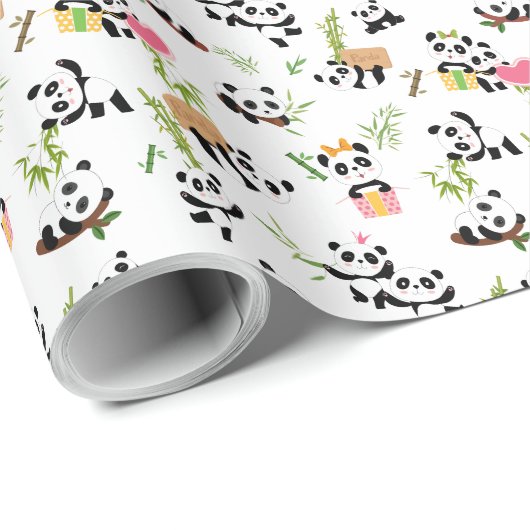 Pandas Muster Geschenkpapier (Rolleneckpunkt)