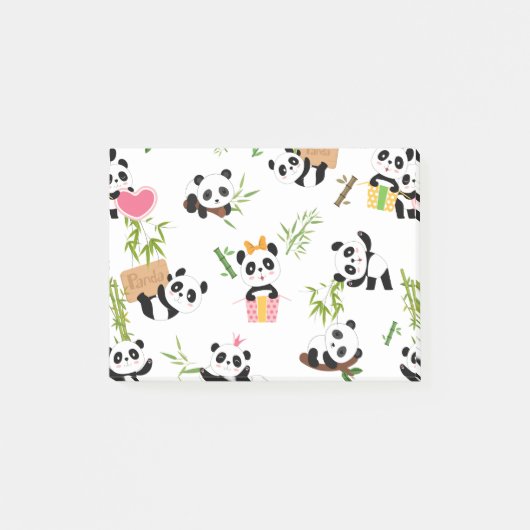Pandas Muster Post-it Klebezettel (Vorderseite)