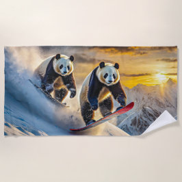 Pandas on Snowboards Design von Rich AMeN Gill Strandtuch