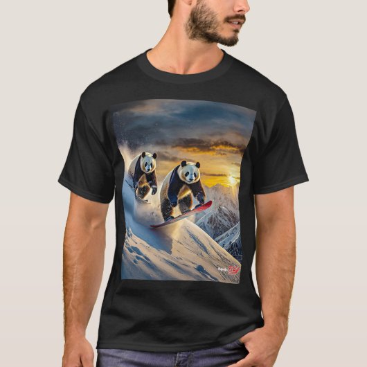 Pandas on Snowboards Design von Rich AMeN Gill T-Shirt (Vorderseite)