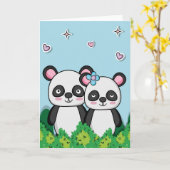 Pandas-Paar Karte (Gelbe Blume)