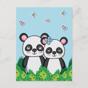 Pandas-Paar Postkarte